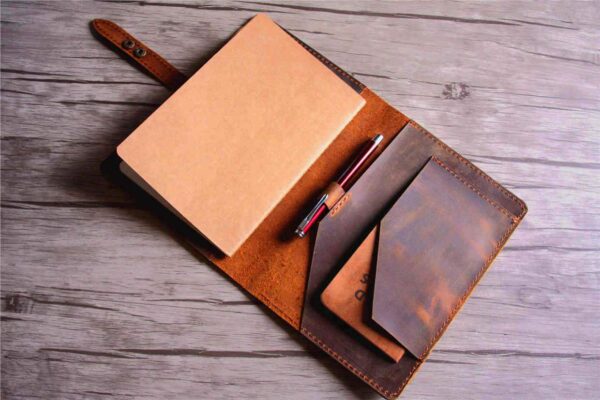 Rustic Brown Leather Notebook Cover B5 - Image 5