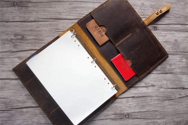 Custom Brown Leather 3 Ring Binder Portfolio Case - Image 5