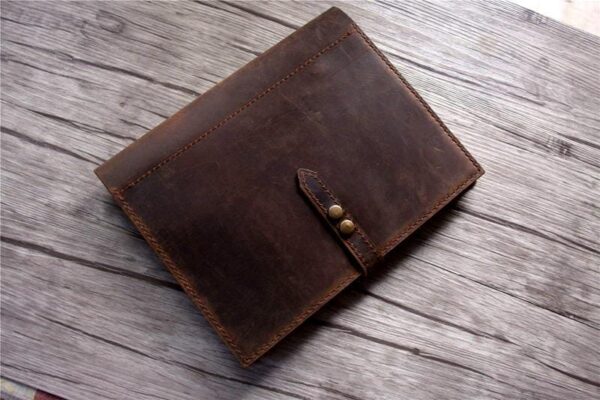 Custom Brown Leather 3 Ring Binder Portfolio Case - Image 2