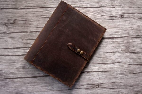 Brown Leather 3 Rings Binder Folder - Image 5