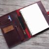 A4 Burgundy Leather Ring Binder Portfolio Folder