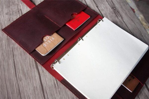 A4 Leather Ring Binder Portfolio Folder - Image 5