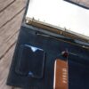 Personalized Leather Portfolio with Zipper Distressed Blue - Image 3
