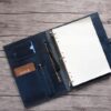 Personalized Leather Portfolio with Zipper Distressed Blue - Image 4