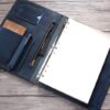 Personalized Leather Portfolio with Zipper Distressed Blue - Image 5