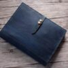 Personalized Leather Portfolio with Zipper Distressed Blue - Image 6