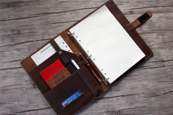 Coffee Leather 3 Rings Binder Planner