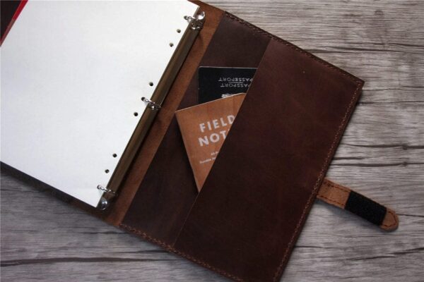 Coffee Leather 3 Rings Binder Planner - Image 4