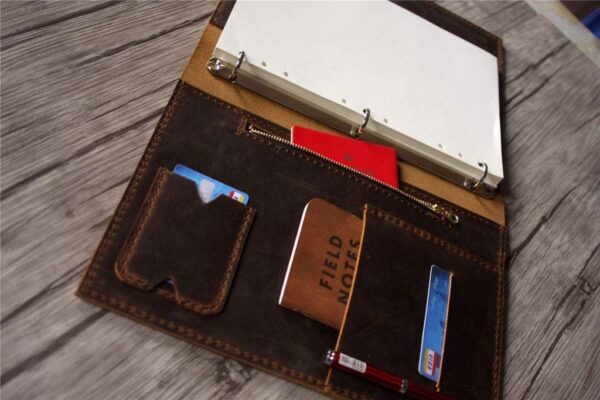 Rustic Brown Leather Three Ring Binder - Image 4