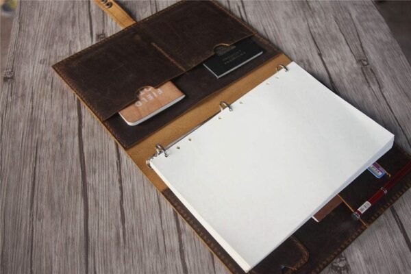 Rustic Brown Leather Three Ring Binder - Image 5