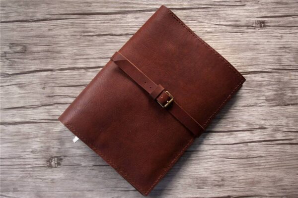 Handcrafted Engraved Saddle Leather Binder Folder for Men - Image 4