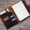Brown Leather Personalized Binder Folder for Men and Womens