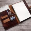 Personalized Luxury Brown Leather Binder Wedding Folder