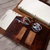 Personalized Luxury Brown Leather Binder Wedding Folder - Image 3