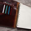 Custom Burgundy Leather Sketchbook Organizer - Image 3