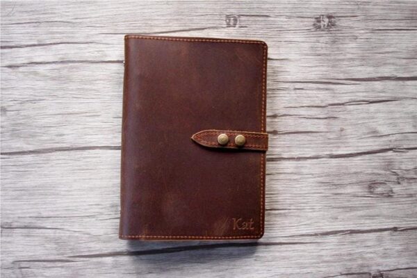 Brown Leather Portfolio Notebook Holder - Image 4