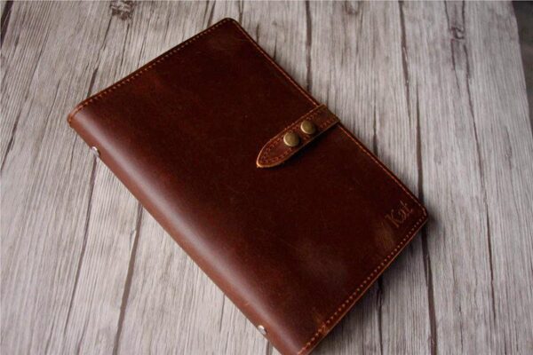 Brown Leather Portfolio Notebook Holder - Image 5