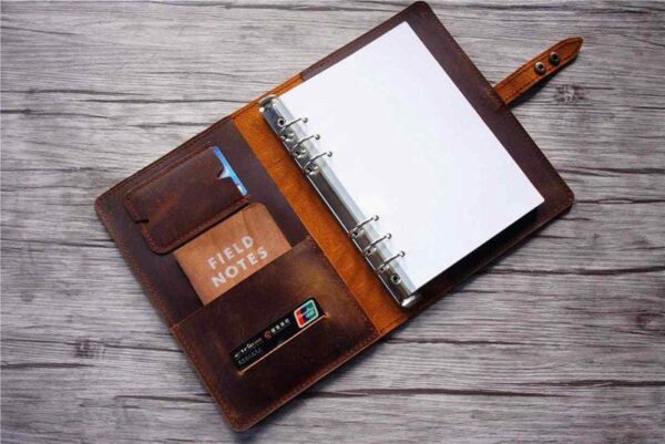 Brown Leather Portfolio Notebook Holder