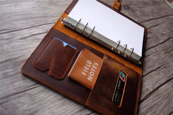 Brown Leather Portfolio Notebook Holder - Image 2