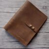 Enagraved Yellow Brown Leather Organizer Purse - Image 2