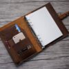 Enagraved Yellow Brown Leather Organizer Purse
