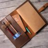 Yellowish Brown Distressed Leather Travelers Notebook - Image 5