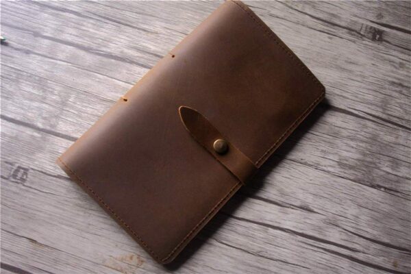 Yellowish Brown Distressed Leather Travelers Notebook - Image 7