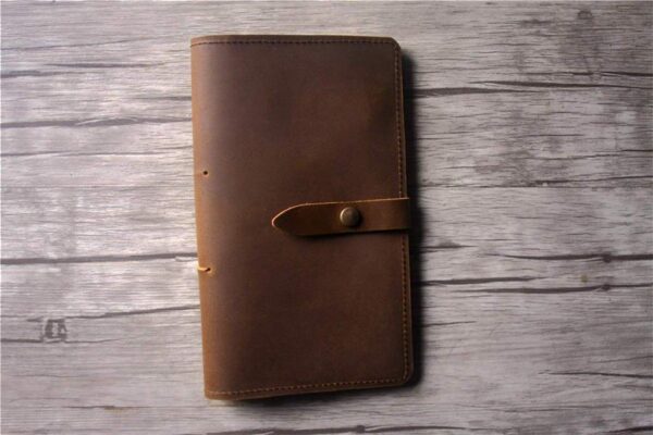 Yellowish Brown Distressed Leather Travelers Notebook - Image 3