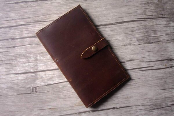 Customized Brown Leather Travelers Notebook Journal With Pen Holder - Image 3