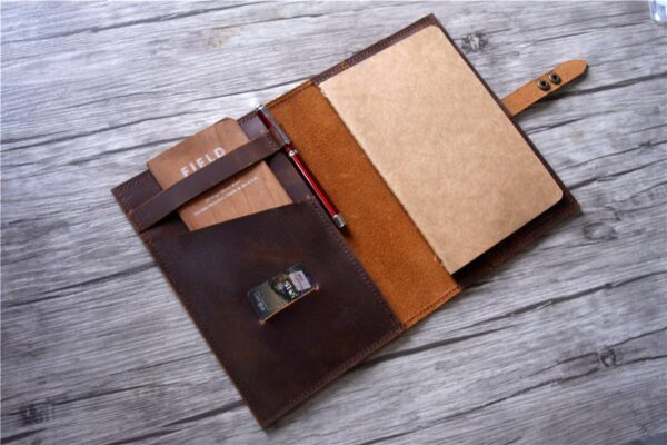 Custom Brown Leather Journal Cover Notebook Holder