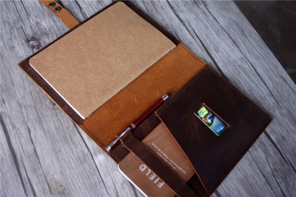 Custom Brown Leather Journal Cover Notebook Holder - Image 3