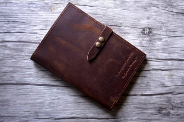 Custom Brown Leather Journal Cover Notebook Holder - Image 5