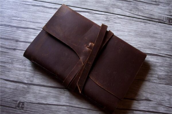 Engraved Rustic Leather Retirement Party Guest Book - Image 4