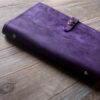 Enagraved Purple Leather Travel Organizer Purse