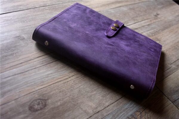 Enagraved Purple Leather Travel Organizer Purse