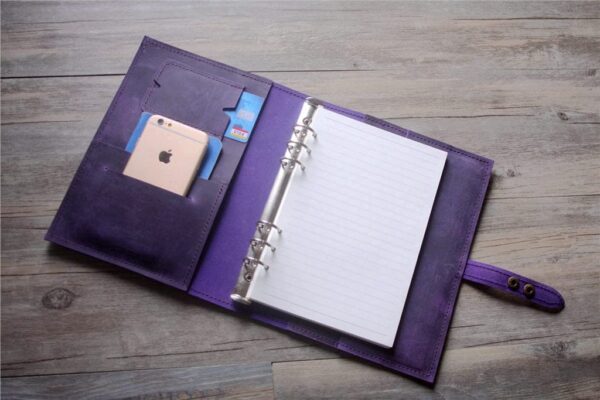 Enagraved Purple Leather Travel Organizer Purse - Image 2