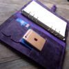 Enagraved Purple Leather Travel Organizer Purse - Image 4