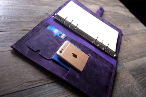 Enagraved Purple Leather Travel Organizer Purse - Image 4