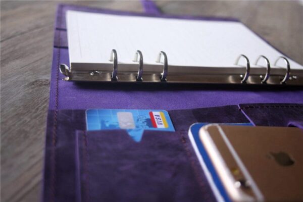 Enagraved Purple Leather Travel Organizer Purse - Image 6