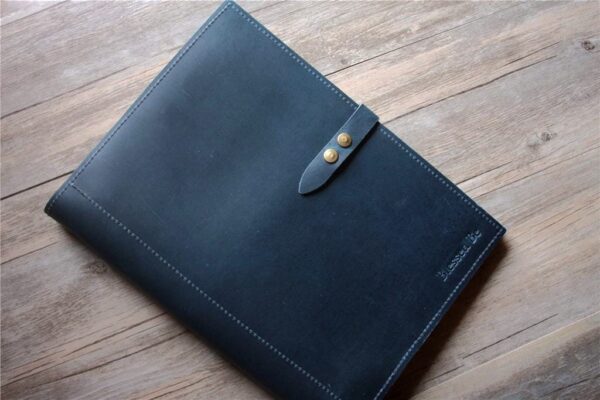 Personalized Blue Leather Organizer Zipper