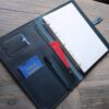 Personalized Blue Leather Organizer Zipper - Image 6