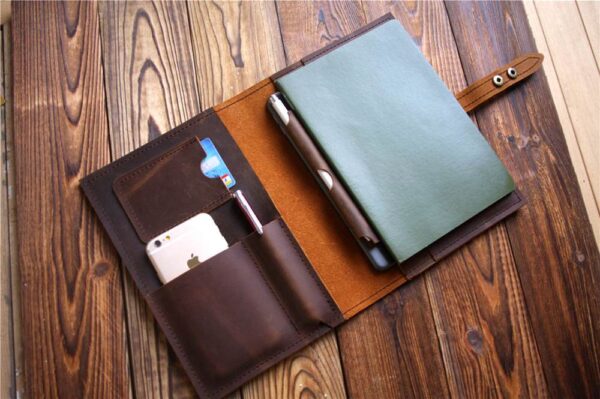 Multi-Pockets Leather Refillable Journal Cover - Image 3