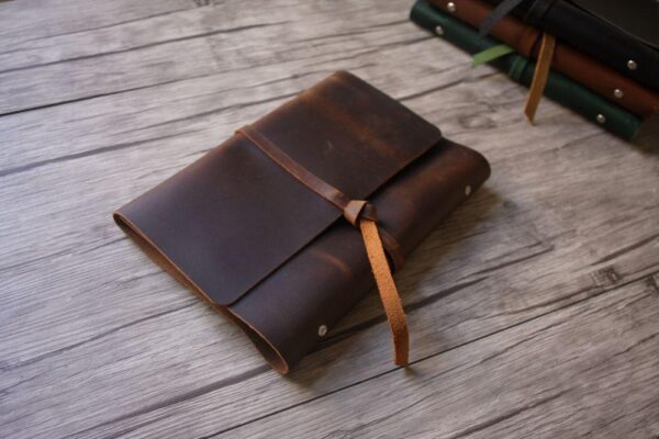 Vintage Dark Brown Leather Refillable Journal Binder