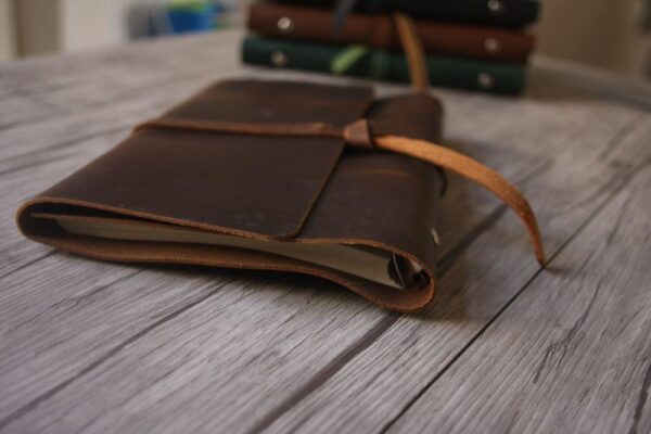 Vintage Dark Brown Leather Refillable Journal Binder - Image 2