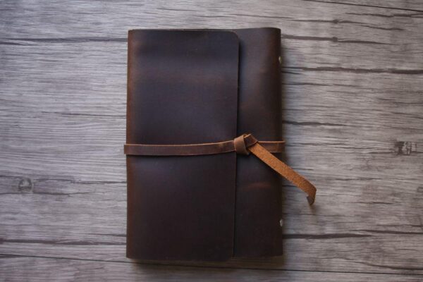 Vintage Dark Brown Leather Refillable Journal Binder - Image 3