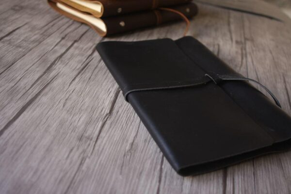 Refillable Black Leather Notebook Journal - Image 2