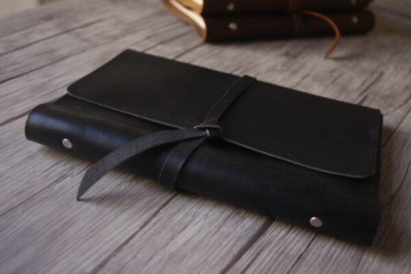 Refillable Black Leather Notebook Journal - Image 3