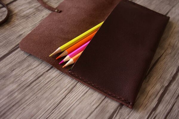 Engraved Leather Girls Pencil Case Holder