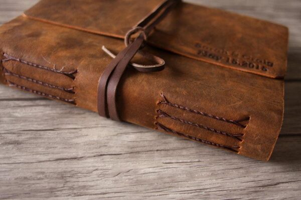 Vintage Personalized Brown Leather Photograph Albums - Image 5