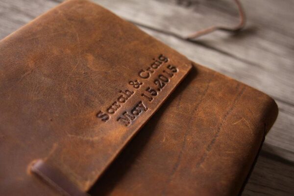 Vintage Personalized Brown Leather Photograph Albums - Image 6